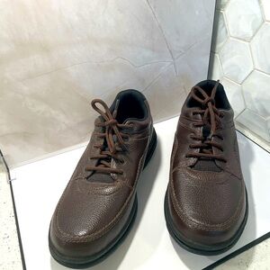 Rockport Men’s Brown Leather Loafers Size 9 Lace Up Casual Comfortable Classic